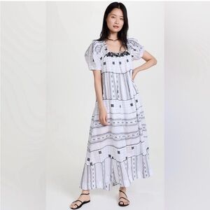 Free People Western Bohemian Jamie Embroidered Maxi Dress Size medium